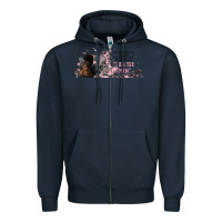 Navy i am the storm with girl and butterflies Zipper Hoodie - TumblerDesignByShophia