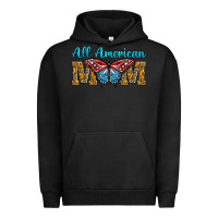 Pigment Black All American Mom Butterfly Urban Hoodie - LillyAllenDesigns