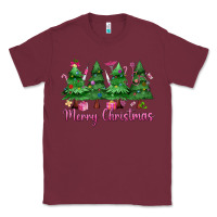 Burgundy Merry Christmas Nurse trees Classic Tee - MaliasSmallBusiness