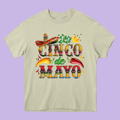 Cinco De Mayo With Pepper And Sombrero Heavy Core Tee Designed By Artiststas