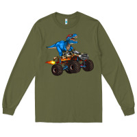 Army Green monster truck and  t rex dinosaur Long Sleeve Tee - Artiststas