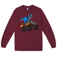 Burgundy monster truck and  t rex dinosaur Long Sleeve Tee - Artiststas