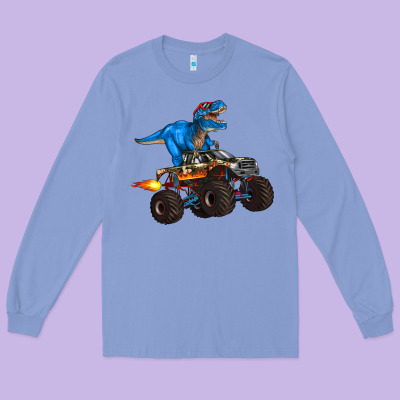 Monster Truck And  T Rex Dinosaur Long Sleeve Tee Designed By Artiststas