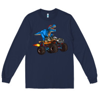 Navy monster truck and  t rex dinosaur Long Sleeve Tee - Artiststas