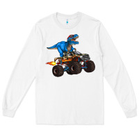 White monster truck and  t rex dinosaur Long Sleeve Tee - Artiststas