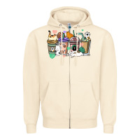 Sandshell Cat coffee cups Zipper Hoodie - HowdyJamesFarm