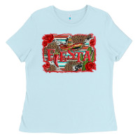 Baby Blue fiesta with sombrero background Ladies Tee - Artiststas