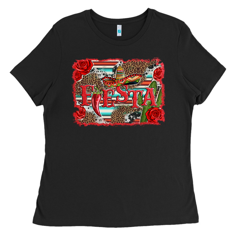 Fiesta With Sombrero Background Ladies Tee by Artiststas | Teevron