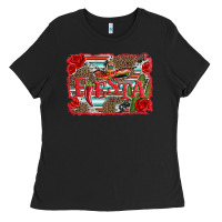 Black fiesta with sombrero background Ladies Tee - Artiststas