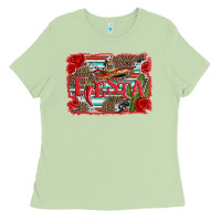 Matcha fiesta with sombrero background Ladies Tee - Artiststas