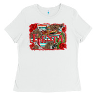 White fiesta with sombrero background Ladies Tee - Artiststas
