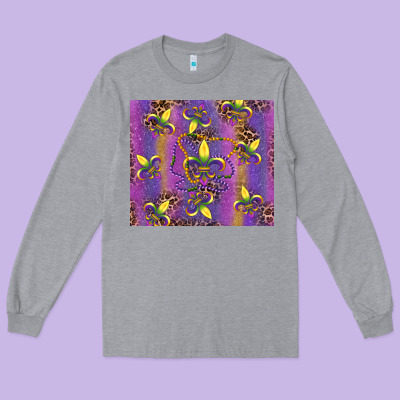 Mardi Gras Fleur De Lis Long Sleeve Tee Designed By Ranaportraitstore
