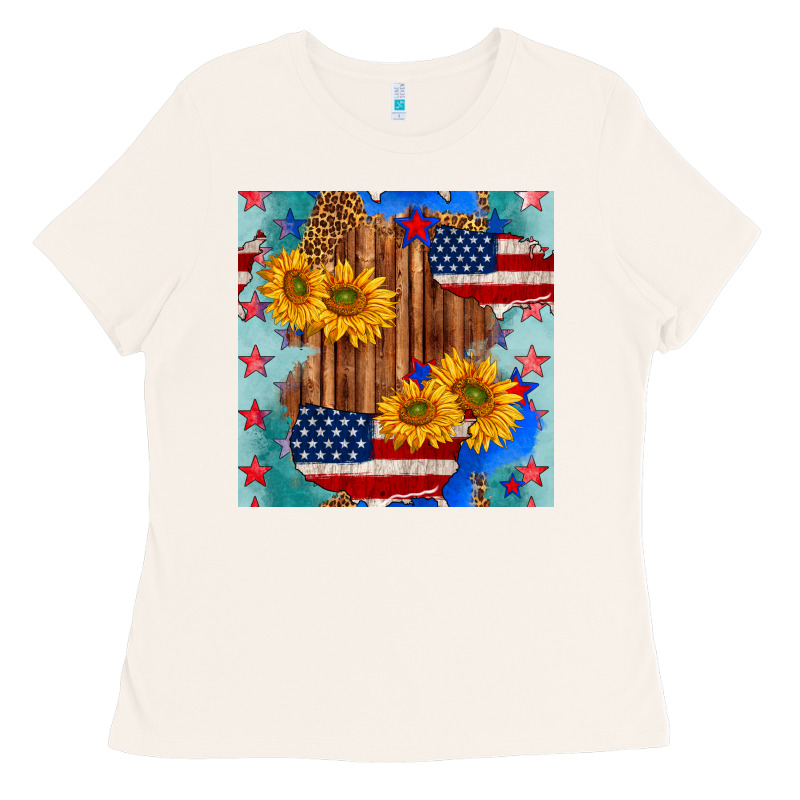 Usa Map With Sunflowers And Leopard Seamless Pattern Ladies Tee by BundleAndBundleShop | Teevron