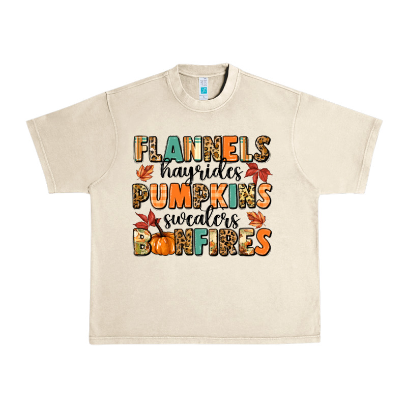 Flannels Hayrides Pumpkinsbonfires Urban Heavy Tee by MaliasSmallBusiness | Teevron