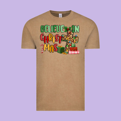 Believe In Christmas Vintage Tee Designed By Maliassmallbusiness