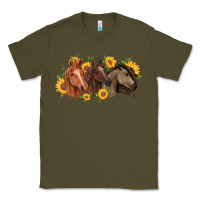 Army Green western horses Classic Tee - MaliasSmallBusiness