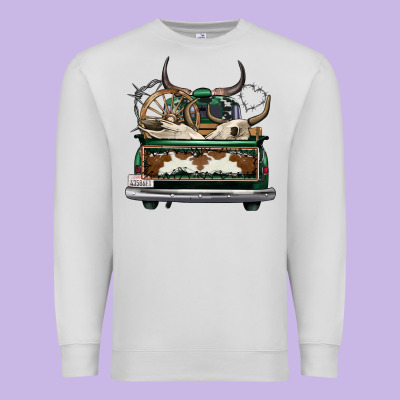 Cowhide And Hunter Truck Olivia Premium Sweatshirt Designed By Oliviacreatesart