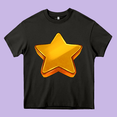 3d Golden Stars Heavy Core Tee Designed By Adodesignshop