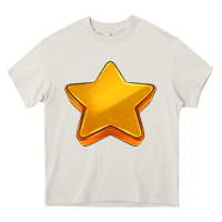 Cream 3d golden stars Heavy Core Tee - AdoDesignShop