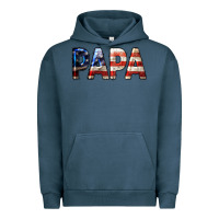 Pigment Midnight Navy American Flag Papa 4th of July Urban Hoodie - LillyAllenDesigns
