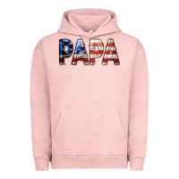 Pigment Salmon American Flag Papa 4th of July Urban Hoodie - LillyAllenDesigns