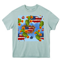 Arona usa map cactus and sunflower seamless pattern Heavy Core Tee - BundleAndBundleShop