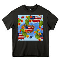 Asphalt usa map cactus and sunflower seamless pattern Heavy Core Tee - BundleAndBundleShop
