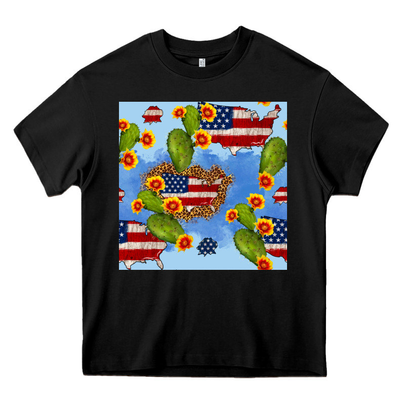 Usa Map Cactus And Sunflower Seamless Pattern Heavy Core Tee by BundleAndBundleShop | Teevron
