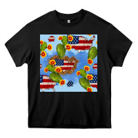 Black usa map cactus and sunflower seamless pattern Heavy Core Tee - BundleAndBundleShop