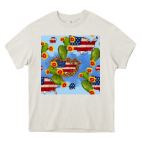 Cream usa map cactus and sunflower seamless pattern Heavy Core Tee - BundleAndBundleShop