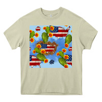 Mossy usa map cactus and sunflower seamless pattern Heavy Core Tee - BundleAndBundleShop
