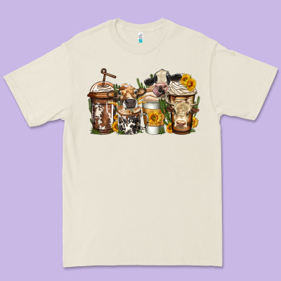 Cows Coffee Cups Premium Tee Designed By Jasminsmagicworld