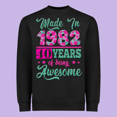 Made In 1982, 40 Years Of Being Awesome Heavyweight Sweatshirt Designed By Jasminsmagicworld