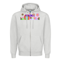 Dove Grey boho retro floral mama Zipper Hoodie - TumblerDesignByShophia