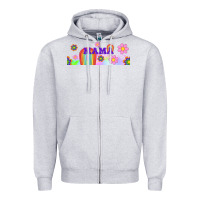 Heather Grey boho retro floral mama Zipper Hoodie - TumblerDesignByShophia