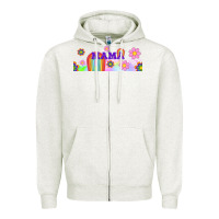 Oatmeal Heather boho retro floral mama Zipper Hoodie - TumblerDesignByShophia