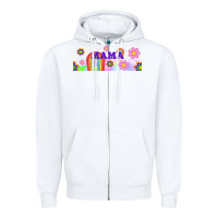 White boho retro floral mama Zipper Hoodie - TumblerDesignByShophia