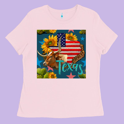 4th Of July Texas Map With Cow Seamless Pattern Ladies Tee Designed By Bundleandbundleshop
