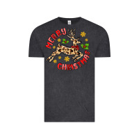 Vintage Black merry christmas deer Vintage Tee - MaliasSmallBusiness