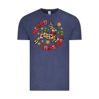 Vintage Denim merry christmas deer Vintage Tee - MaliasSmallBusiness