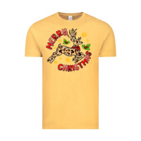 Vintage Mustard merry christmas deer Vintage Tee - MaliasSmallBusiness
