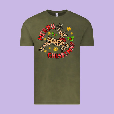 Merry Christmas Deer Vintage Tee Designed By Maliassmallbusiness