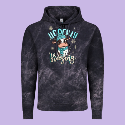 I'm Udderly Freezing Baby Cow Vintage Hoodie Designed By Maliassmallbusiness