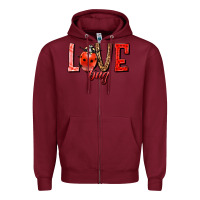 Burgundy Love bug Zipper Hoodie - HowdyJamesFarm