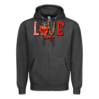Charcoal Heather Love bug Zipper Hoodie - HowdyJamesFarm