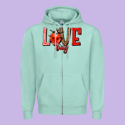 Love Bug Zipper Hoodie Designed By Howdyjamesfarm