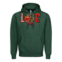 Sports Green Love bug Zipper Hoodie - HowdyJamesFarm