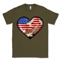 Army Green western usa flag heart Classic Tee - JahusDesignShop