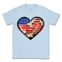 Dusty Blue western usa flag heart Classic Tee - JahusDesignShop