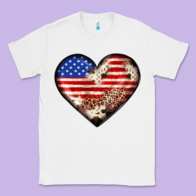 Western Usa Flag Heart Classic Tee Designed By Jahusdesignshop